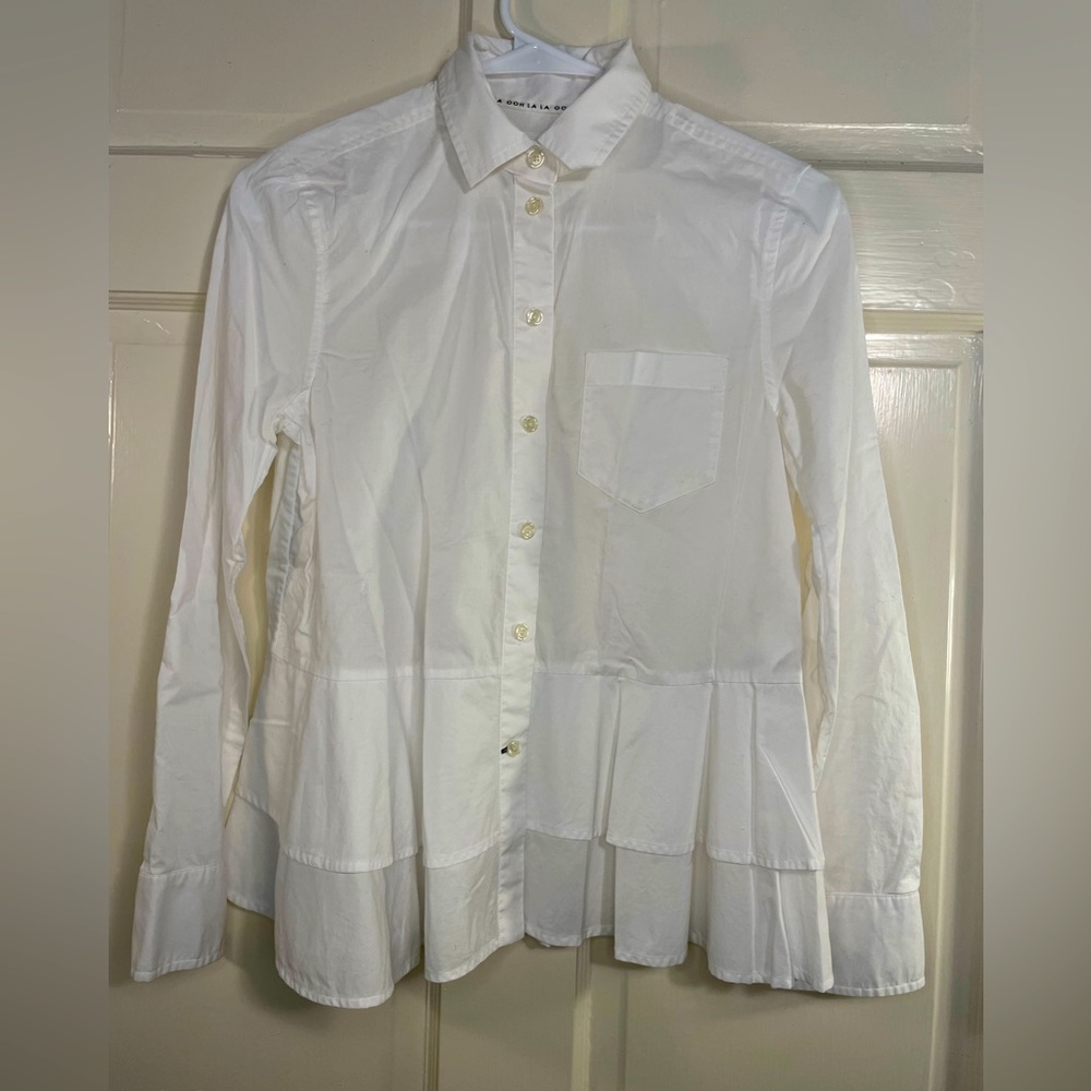NWOT KSNY Peplum Button Up Top